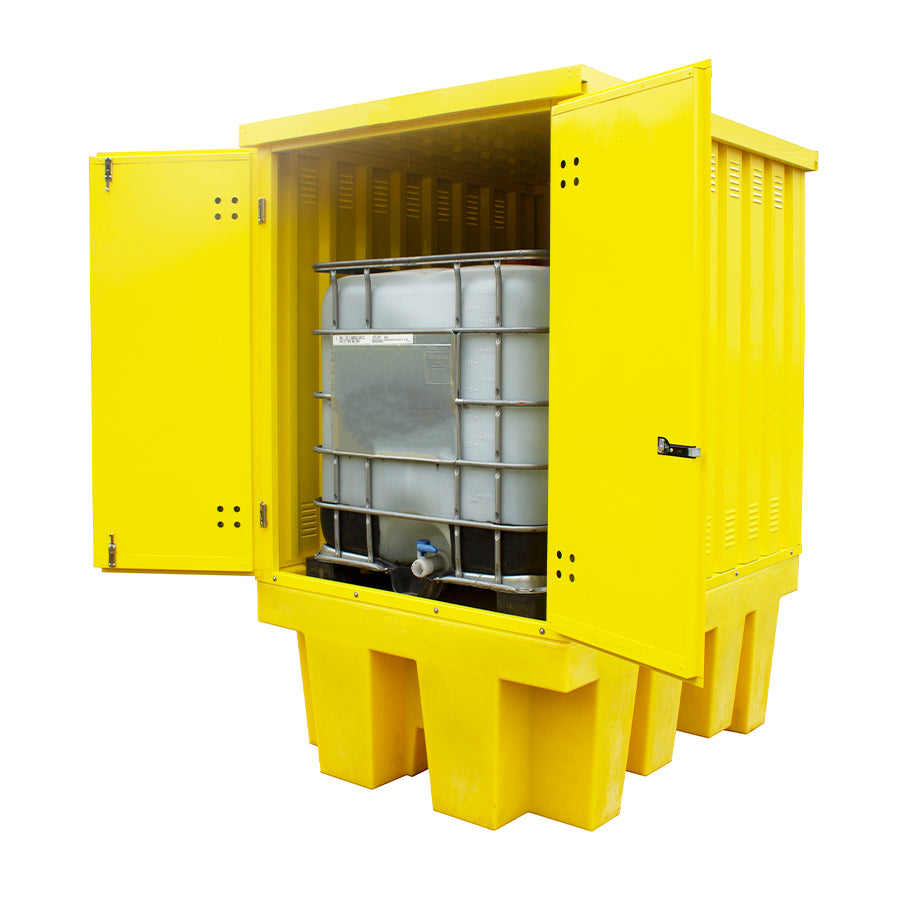 BB1HCS Hard Covered Drum Spill Pallet with Lockable Doors - Suitable for 1 x 1000ltr IBC Spill Pallet > Covered Spill Pallet Bunds > Spill Containment > Spill Control > Romold > One Stop For Safety