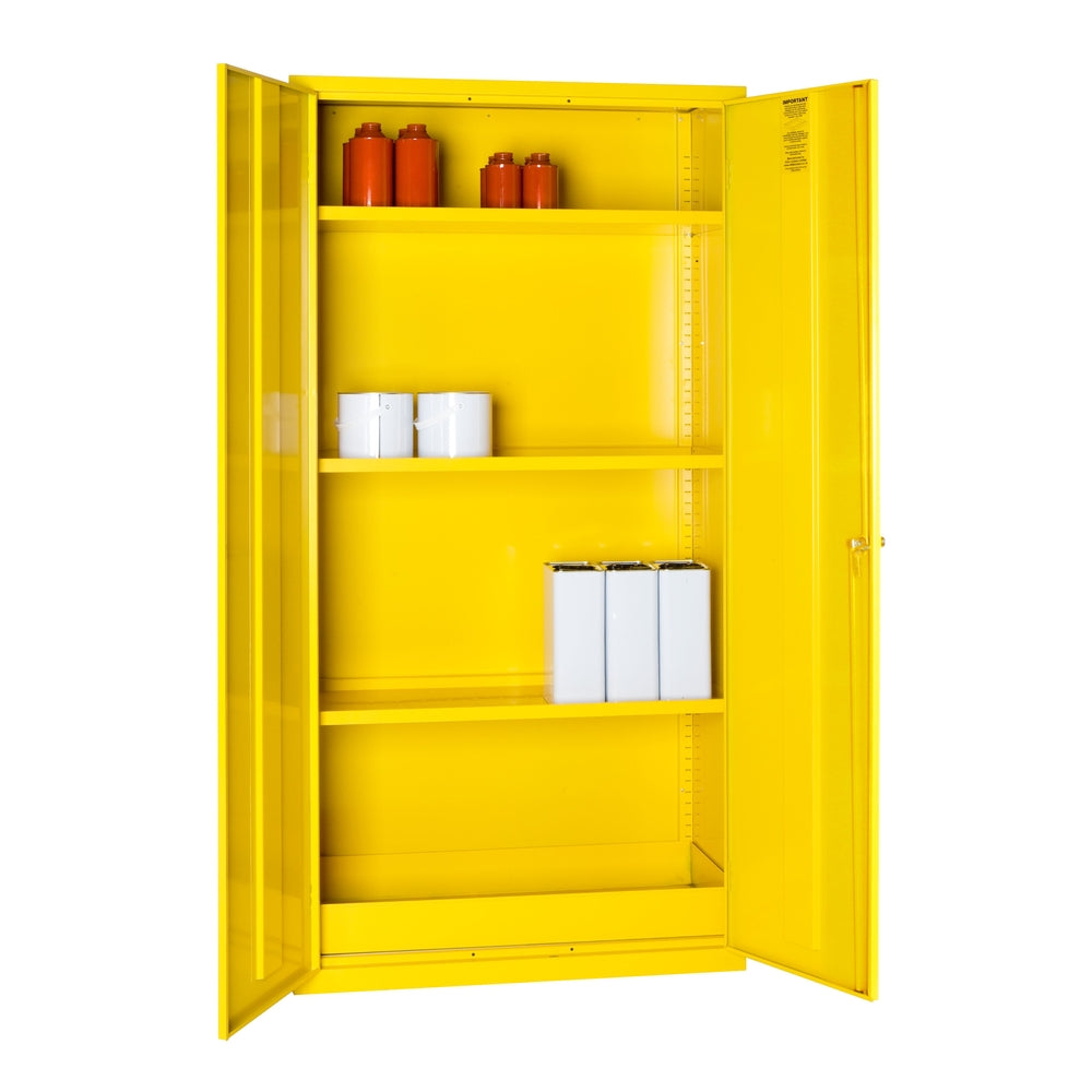 Hazardous Storage Safety Cabinet in Yellow with 3 Shelves 1830x915x457mm Storage Lockers > Lockers > Cabinets > Storage > Probe > One Stop For Safety