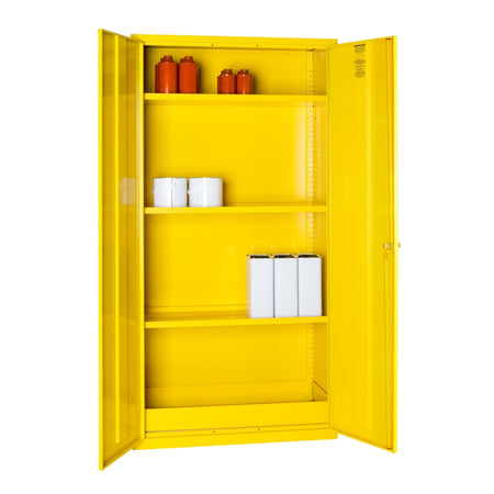 Hazardous Storage Safety Cabinet in Yellow with 3 Shelves 1830x915x457mm Storage Lockers > Lockers > Cabinets > Storage > Probe > One Stop For Safety