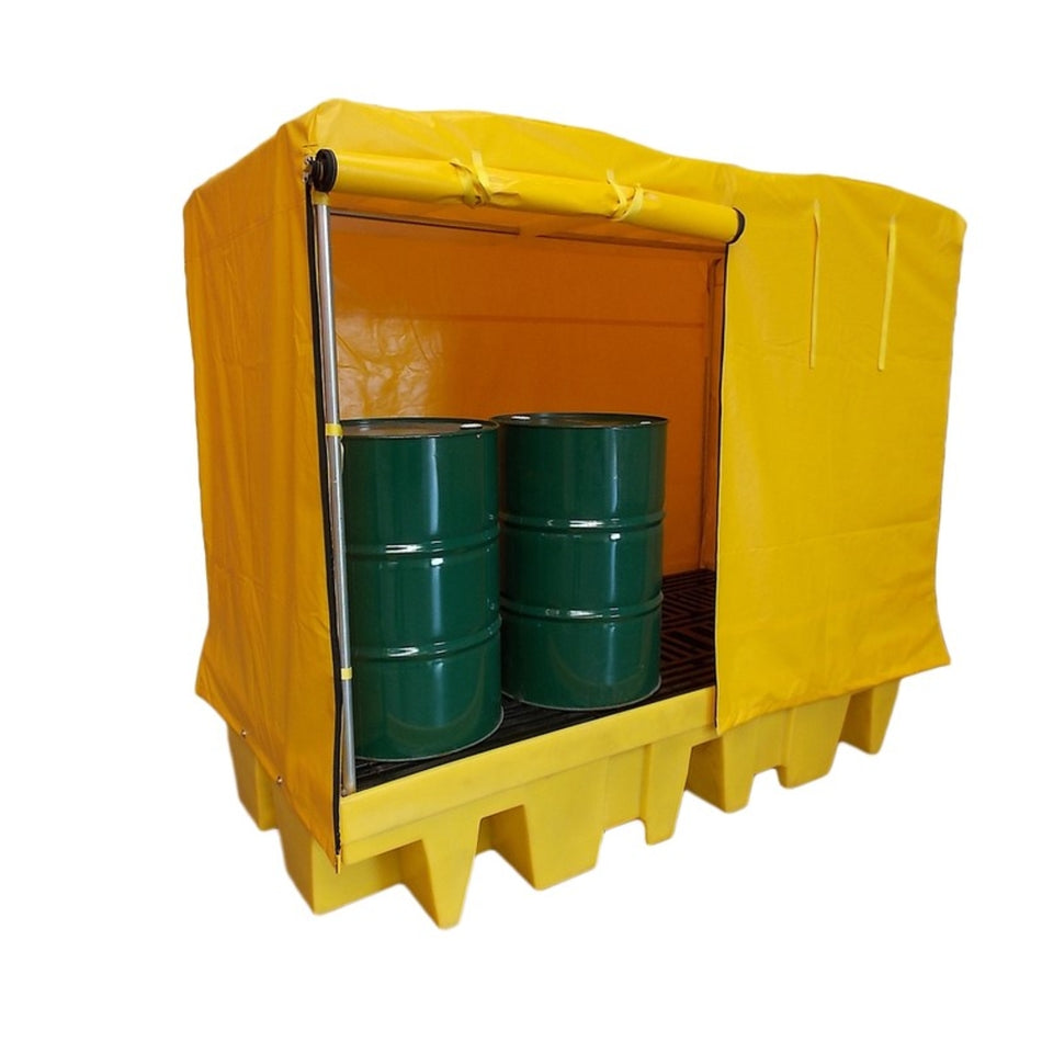 BP8C 8 Drum Covered Spill Pallet Bund with Steel Frame & Polyethylene Cover Spill Pallet > Covered Spill Pallet Bunds > Spill Containment > Spill Control > Romold > One Stop For Safety