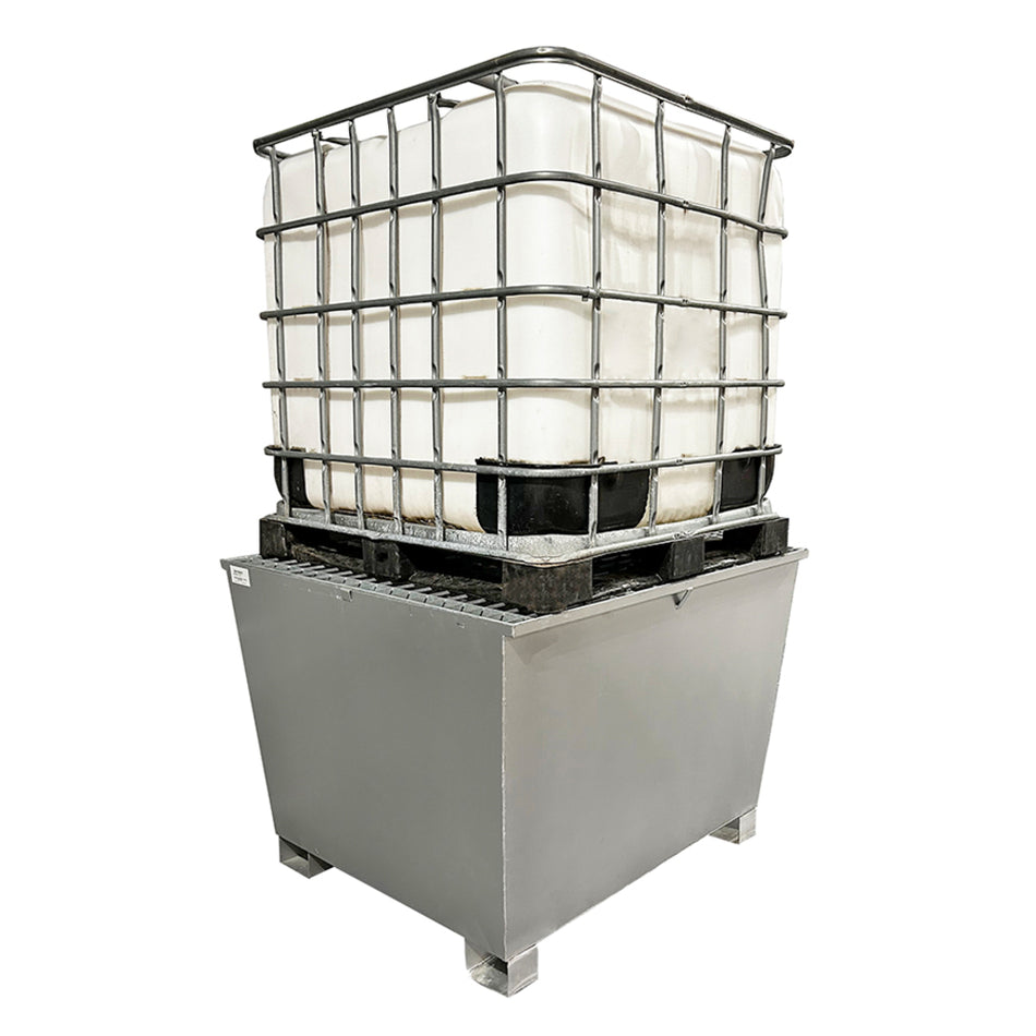GSP1IBC Galvanised Steel IBC Spill Pallet Bund with Galvanised Legs & 2-way Fork Lift Access - 1 x 1000ltr IBC Spill Pallet > IBC Storage Tank > Spill Containment > Spill Control > Romold > One Stop For Safety