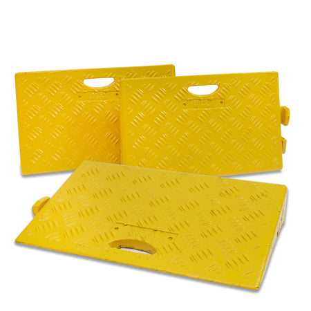 Heavy Duty 100mm High Kerb Ramp in Yellow with Carry Handle - Pack of 3 Kerb Ramps > Wheelchair Ramps > Entrance Ramps > Car Park > Traffic > One Stop For Safety