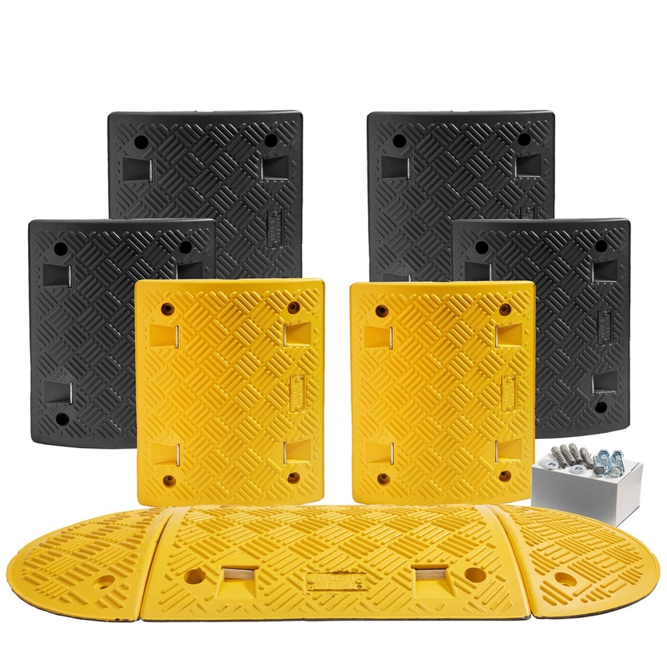 Speed Ramp in Yellow & Black with 75mm Heavy Duty Sections - 4m Complete Kit Speed Ramps > Speed Bumps > Sleeping Policeman > Car Park > Traffic > One Stop For Safety