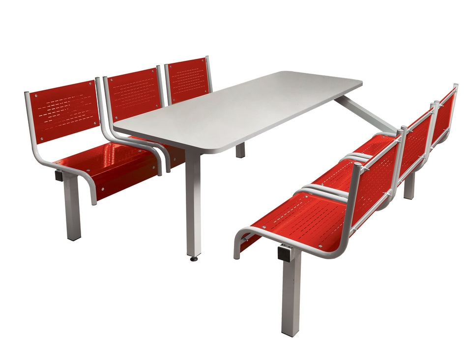 Spectrum 6 Seater Canteen Furniture Single Entry with Red Seats Canteen Furniture > Seating > Tables > QMP One Stop For Safety   