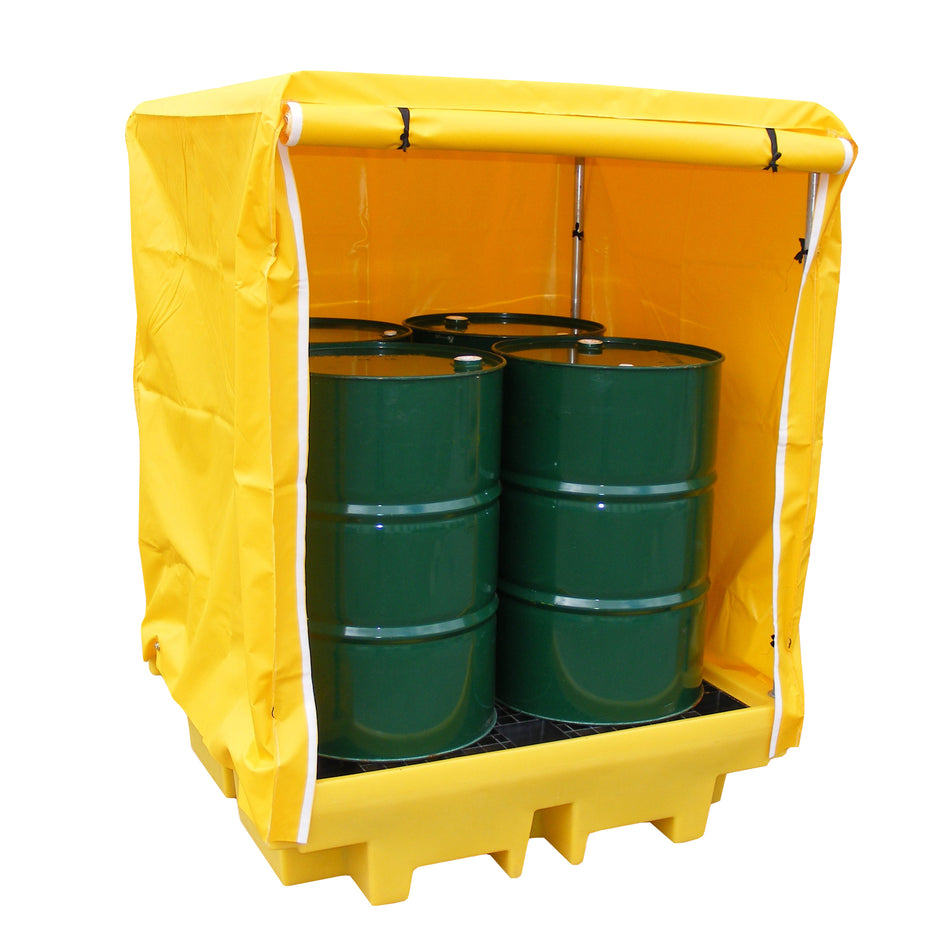 BP4C 4 Drum Covered Spill Pallet Bund with Steel Frame & Polyethylene Cover Spill Pallet > Covered Spill Pallet Bunds > Spill Containment > Spill Control > Romold > One Stop For Safety    