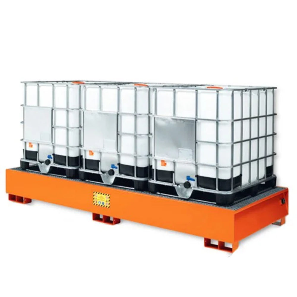 Justrite Triple Steel IBC Spill Pallet Bund with & 2-way Fork Lift Access - 3 x 1000ltr IBC Spill Pallet > IBC Storage Tank > Spill Containment > Spill Control > Romold > One Stop For Safety