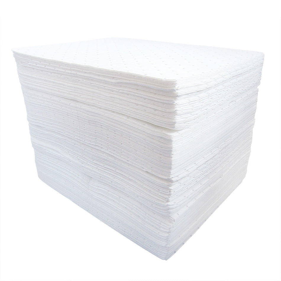 Pack of 200 Oil & Fuel Absorbent Pads 400mm X 500mm White - 160 Litre Spill Pallet > Absorbents > Spill Containment > Spill Control > Romold > One Stop For Safety   