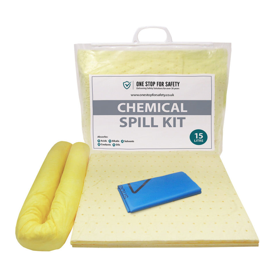 15 Litre Spill Kit for Chemical Spills in Clip Top Seal Bag Spill Response Kits > Absorbents > Spill Containment > Spill Control > Spill Defence > One Stop For Safety   