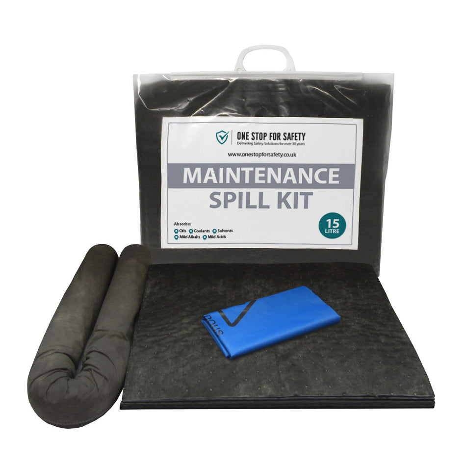 15 Litre Spill Kit for General Maintenance Spills in Clip Top Seal Bag Spill Response Kits > Absorbents > Spill Containment > Spill Control > Spill Defence > One Stop For Safety   