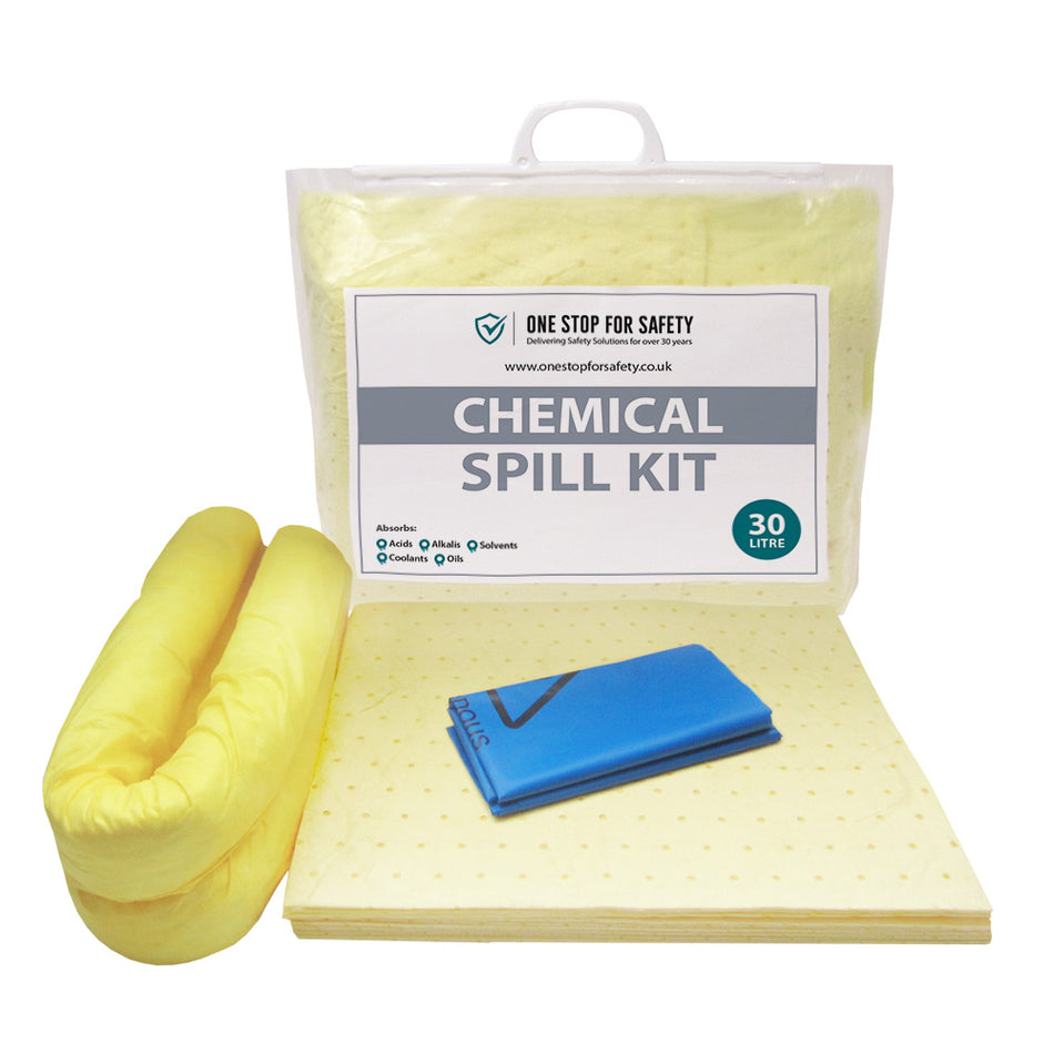 30 Litre Spill Kit for Chemical Spills in Clip Top Seal Bag Spill Response Kits > Absorbents > Spill Containment > Spill Control > Spill Defence > One Stop For Safety   