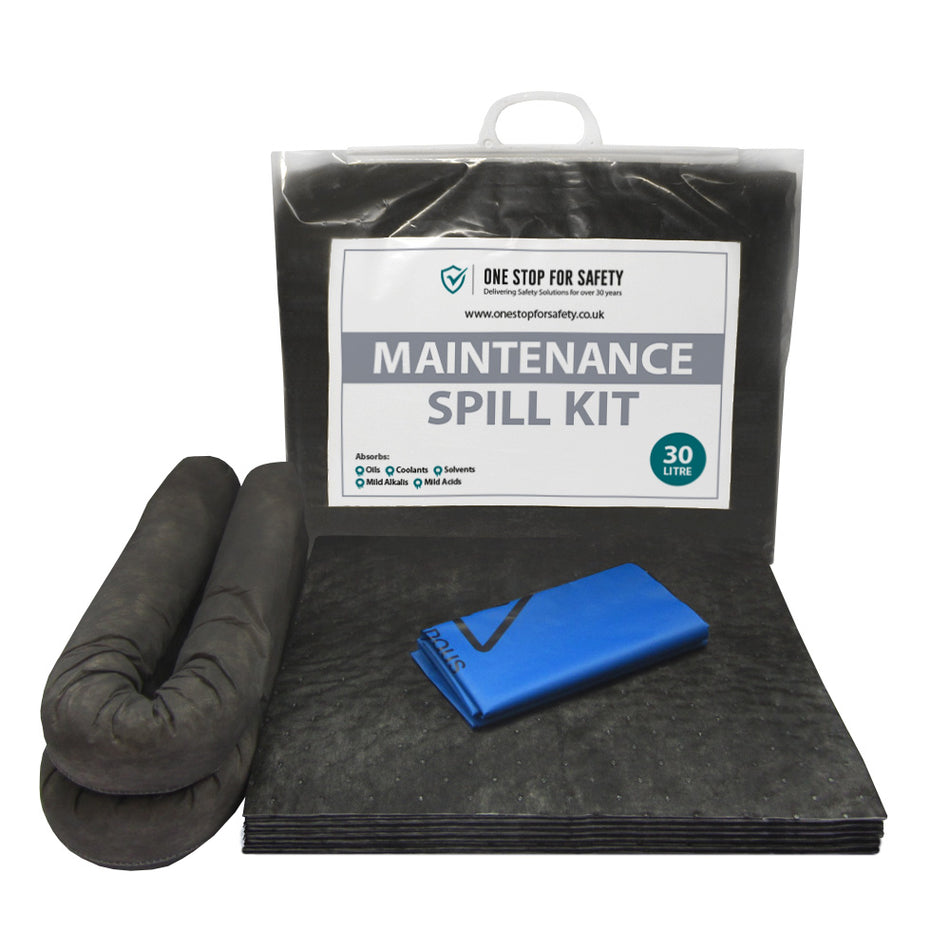 30 Litre Spill Kit for General Maintenance Spills in Clip Top Seal Bag Spill Response Kits > Absorbents > Spill Containment > Spill Control > Spill Defence > One Stop For Safety   