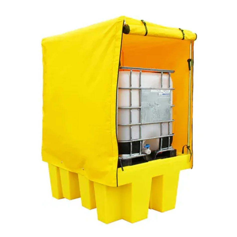 BB1C Covered Single IBC Spill Pallet Bund with Polyethylene Cover