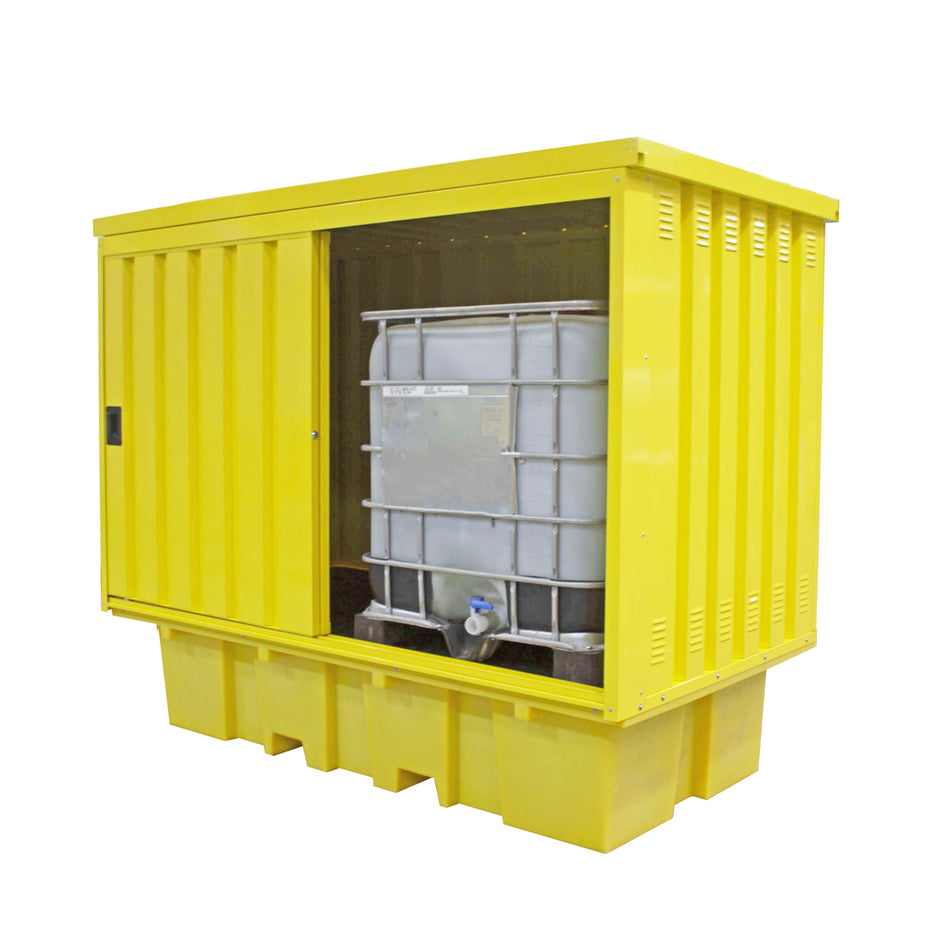 BB2HCS Hard Covered Drum Spill Pallet with Lockable Doors - Suitable for 8 x 205ltr Drums or 2 x 1000ltr IBC Spill Pallet > Covered Spill Pallet Bunds > Spill Containment > Spill Control > Romold > One Stop For Safety    