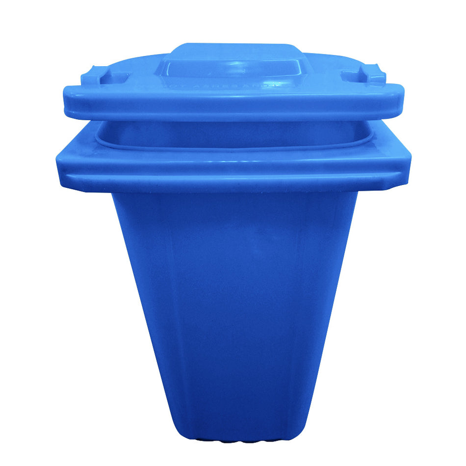 240 Litre Wheelie Bin with 2 Fitted Wheels & Handle Lid in Blue Cleaning > Hygiene > Maintenance > Janitorial > Wheelie Bins One Stop For Safety