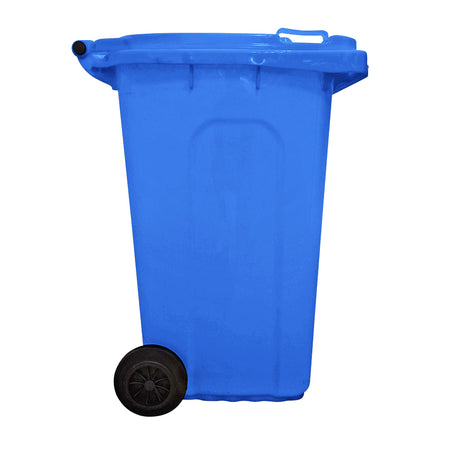 240 Litre Wheelie Bin with 2 Fitted Wheels & Handle Lid in Blue Cleaning > Hygiene > Maintenance > Janitorial > Wheelie Bins One Stop For Safety