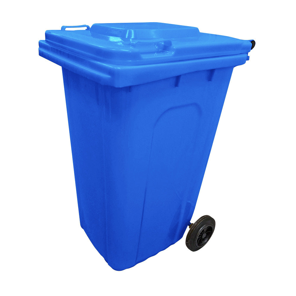 240 Litre Wheelie Bin with 2 Fitted Wheels & Handle Lid in Blue Cleaning > Hygiene > Maintenance > Janitorial > Wheelie Bins One Stop For Safety