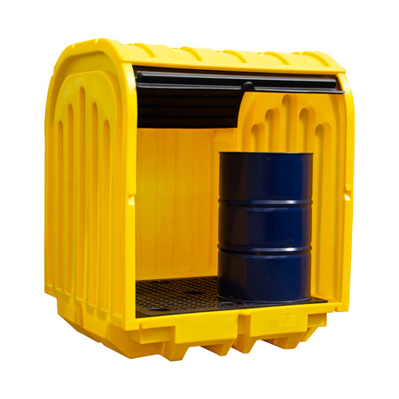 BP4HC 4 Drum Hard Covered Drum Spill Pallet with Lockable Roller Shutter Door Spill Pallet > Covered Spill Pallet Bunds > Spill Containment > Spill Control > Romold > One Stop For Safety