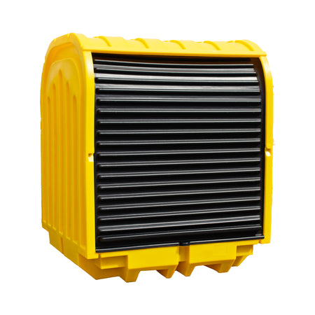 BP4HC 4 Drum Hard Covered Drum Spill Pallet with Lockable Roller Shutter Door Spill Pallet > Covered Spill Pallet Bunds > Spill Containment > Spill Control > Romold > One Stop For Safety