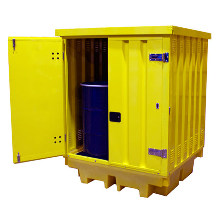 BP4HCS Steel Covered Drum Spill Pallet with Lockable Doors - Suitable for 4 x 205 Litre Drums Spill Pallet > Covered Spill Pallet Bunds > Spill Containment > Spill Control > Romold > One Stop For Safety