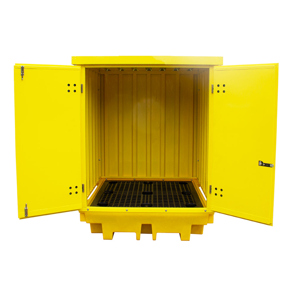 BP4HCS Steel Covered Drum Spill Pallet with Lockable Doors - Suitable for 4 x 205 Litre Drums Spill Pallet > Covered Spill Pallet Bunds > Spill Containment > Spill Control > Romold > One Stop For Safety