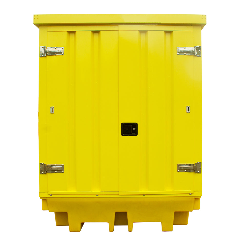 BP4HCS Steel Covered Drum Spill Pallet with Lockable Doors - Suitable for 4 x 205 Litre Drums Spill Pallet > Covered Spill Pallet Bunds > Spill Containment > Spill Control > Romold > One Stop For Safety