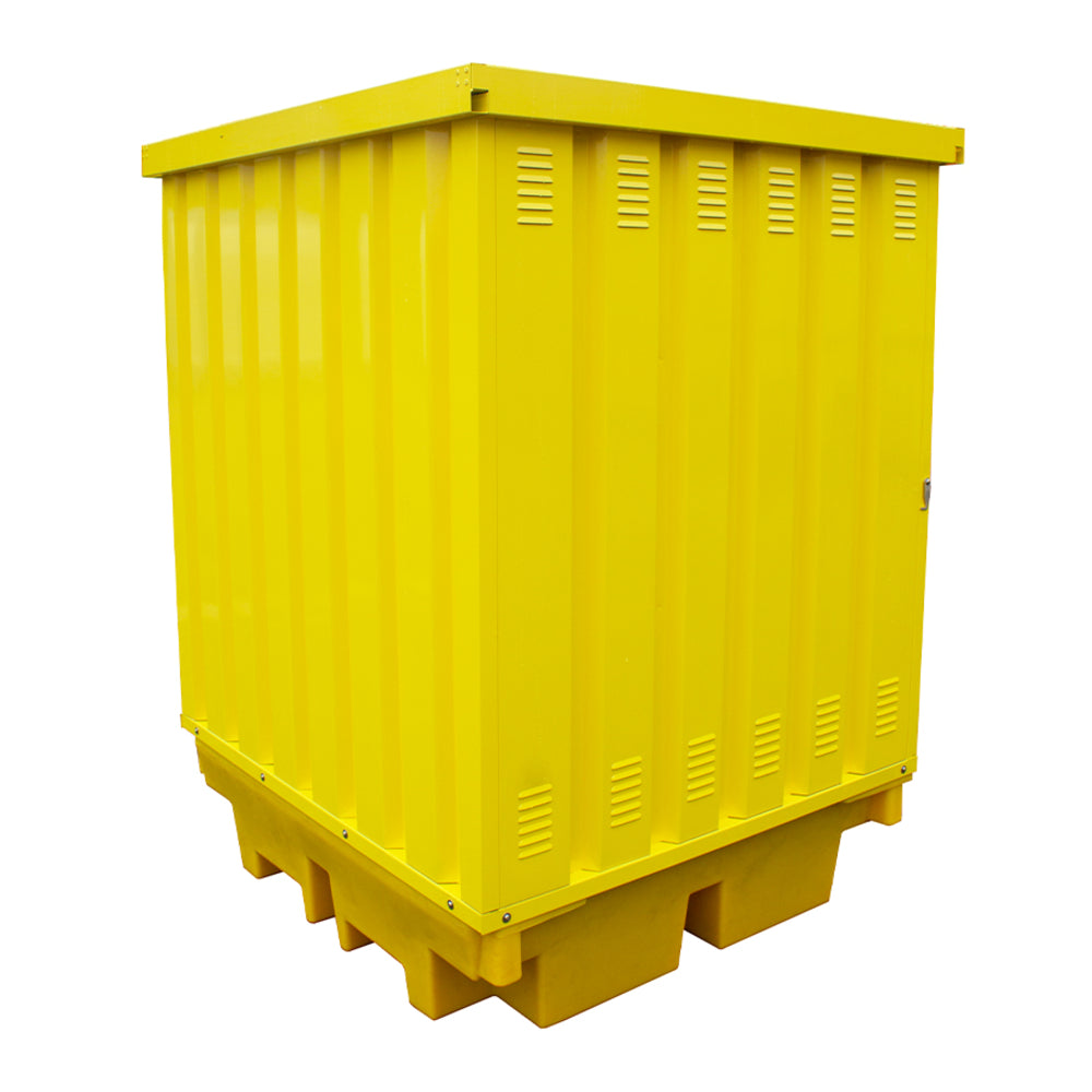 BP4HCS Steel Covered Drum Spill Pallet with Lockable Doors - Suitable for 4 x 205 Litre Drums Spill Pallet > Covered Spill Pallet Bunds > Spill Containment > Spill Control > Romold > One Stop For Safety