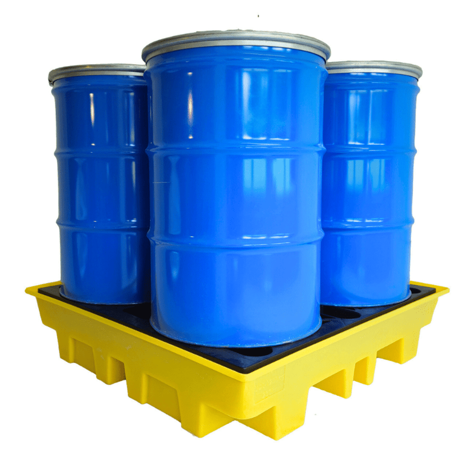 BP4L 4 Drum Spill Pallet Low Profile with Removable Grids - Suitable for 4 x 205 Litre Drums Spill Pallet > Drum Spill Pallet > Spill Containment > Spill Control > Romold > One Stop For Safety   