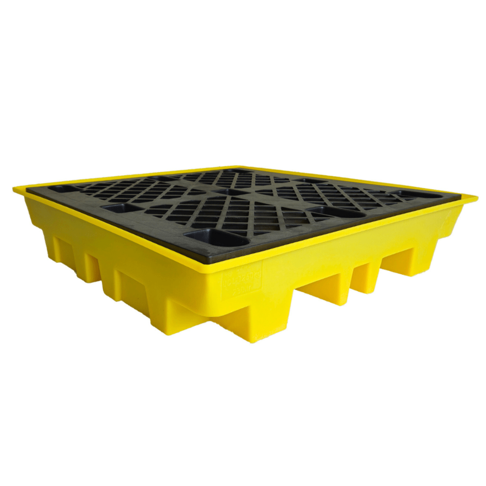 BP4L 4 Drum Spill Pallet Low Profile with Removable Grids - Suitable for 4 x 205 Litre Drums Spill Pallet > Drum Spill Pallet > Spill Containment > Spill Control > Romold > One Stop For Safety   