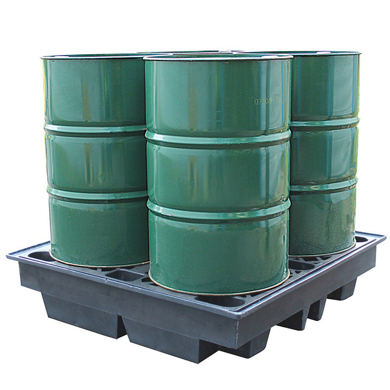 BP4LR 4 Drum Spill Pallet Recycled Low Profile with Removable Grids - Suitable for 4 x 205 Litre Drums Spill Pallet > Drum Spill Pallet > Spill Containment > Spill Control > Romold > One Stop For Safety    