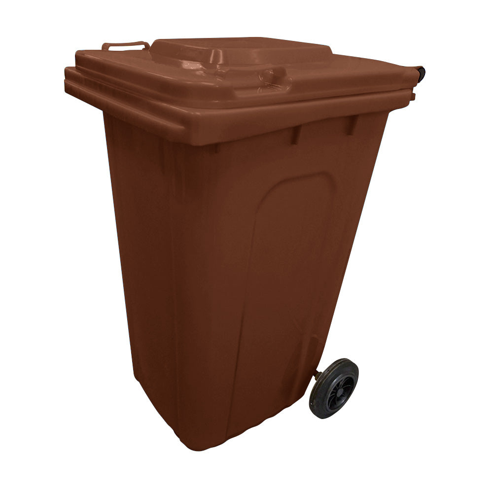 240 Litre Wheelie Bin with 2 Fitted Wheels & Handle Lid in Brown Cleaning > Hygiene > Maintenance > Janitorial > Wheelie Bins One Stop For Safety