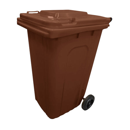 240 Litre Wheelie Bin with 2 Fitted Wheels & Handle Lid in Brown Cleaning > Hygiene > Maintenance > Janitorial > Wheelie Bins One Stop For Safety
