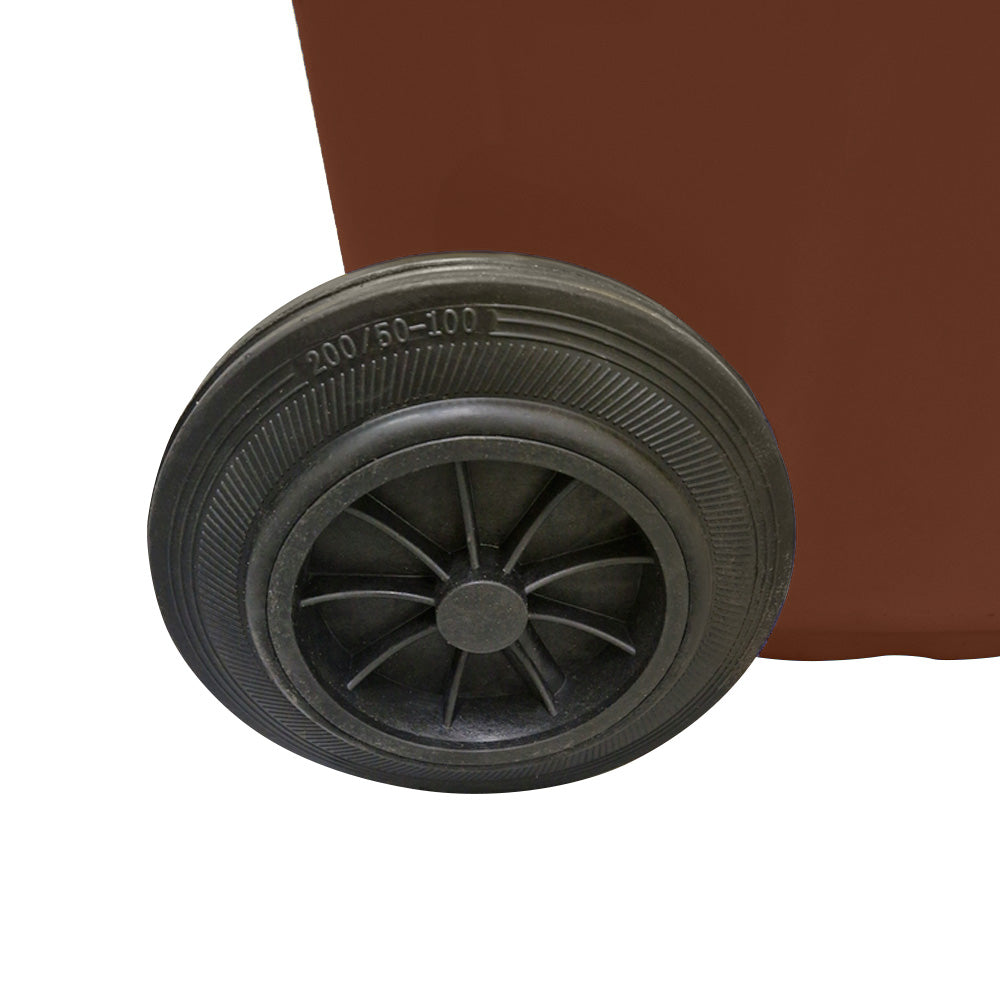 240 Litre Wheelie Bin with 2 Fitted Wheels & Handle Lid in Brown Cleaning > Hygiene > Maintenance > Janitorial > Wheelie Bins One Stop For Safety