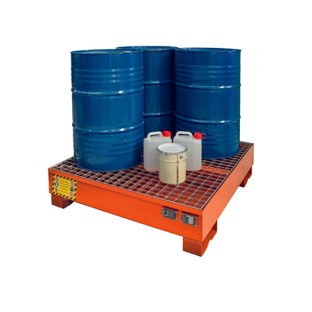 Justrite 4 Drum Steel Spill Pallet with Removable Grid - Suitable for 4 x 205 Litre Drums Spill Pallet > Drum Spill Pallet > Spill Containment > Spill Control > Romold > One Stop For Safety