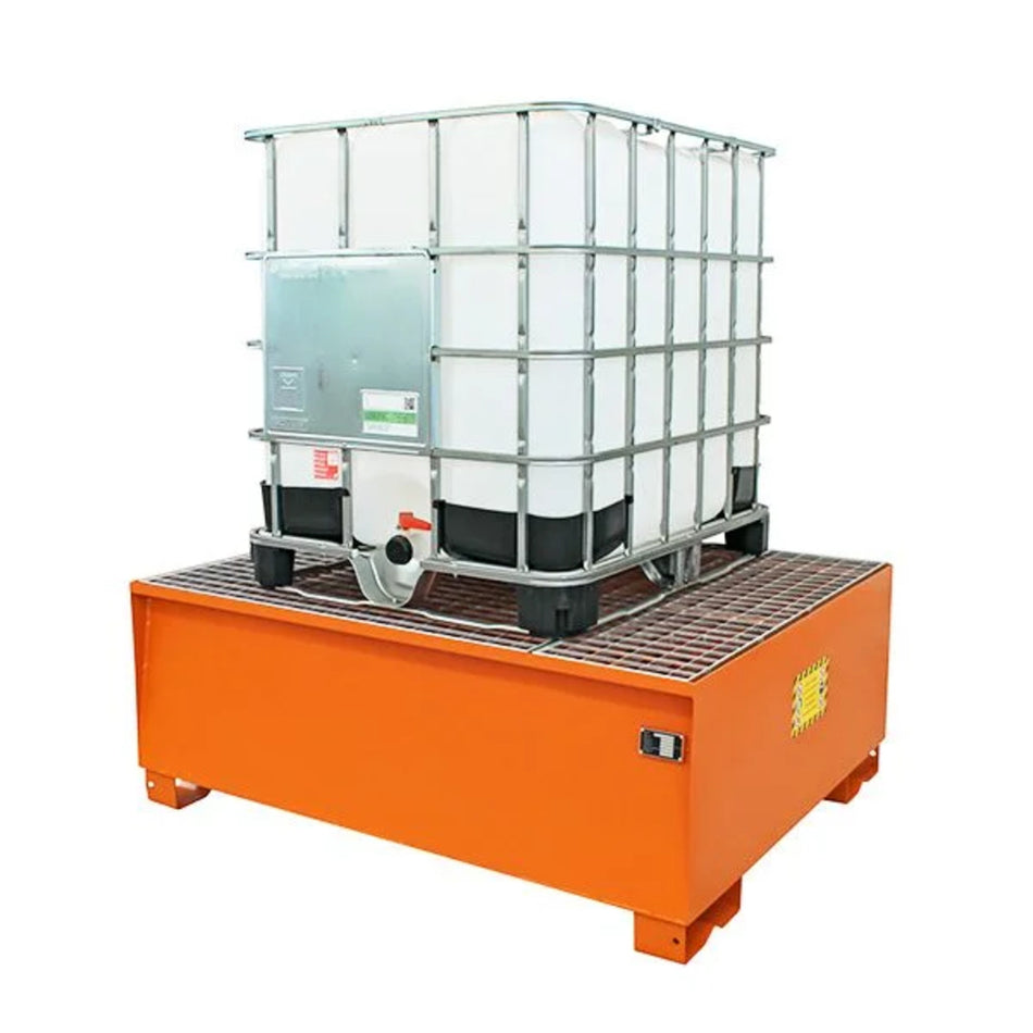 Justrite Single Steel IBC Spill Pallet Bund with & 2-way Fork Lift Access - 1 x 1000ltr IBC Spill Pallet > IBC Storage Tank > Spill Containment > Spill Control > Romold > One Stop For Safety