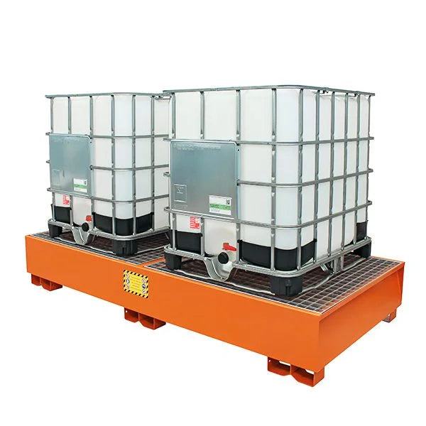 Justrite Double Steel IBC Spill Pallet Bund with & 2-way Fork Lift Access - 2 x 1000ltr IBC Spill Pallet > IBC Storage Tank > Spill Containment > Spill Control > Romold > One Stop For Safety
