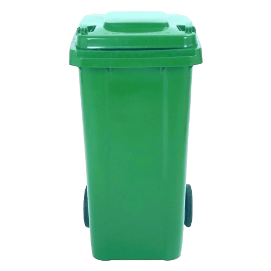 120 Litre Wheelie Bin with 2 Fitted Wheels & Handle Lid in Green Cleaning > Hygiene > Maintenance > Janitorial > Wheelie Bins One Stop For Safety   