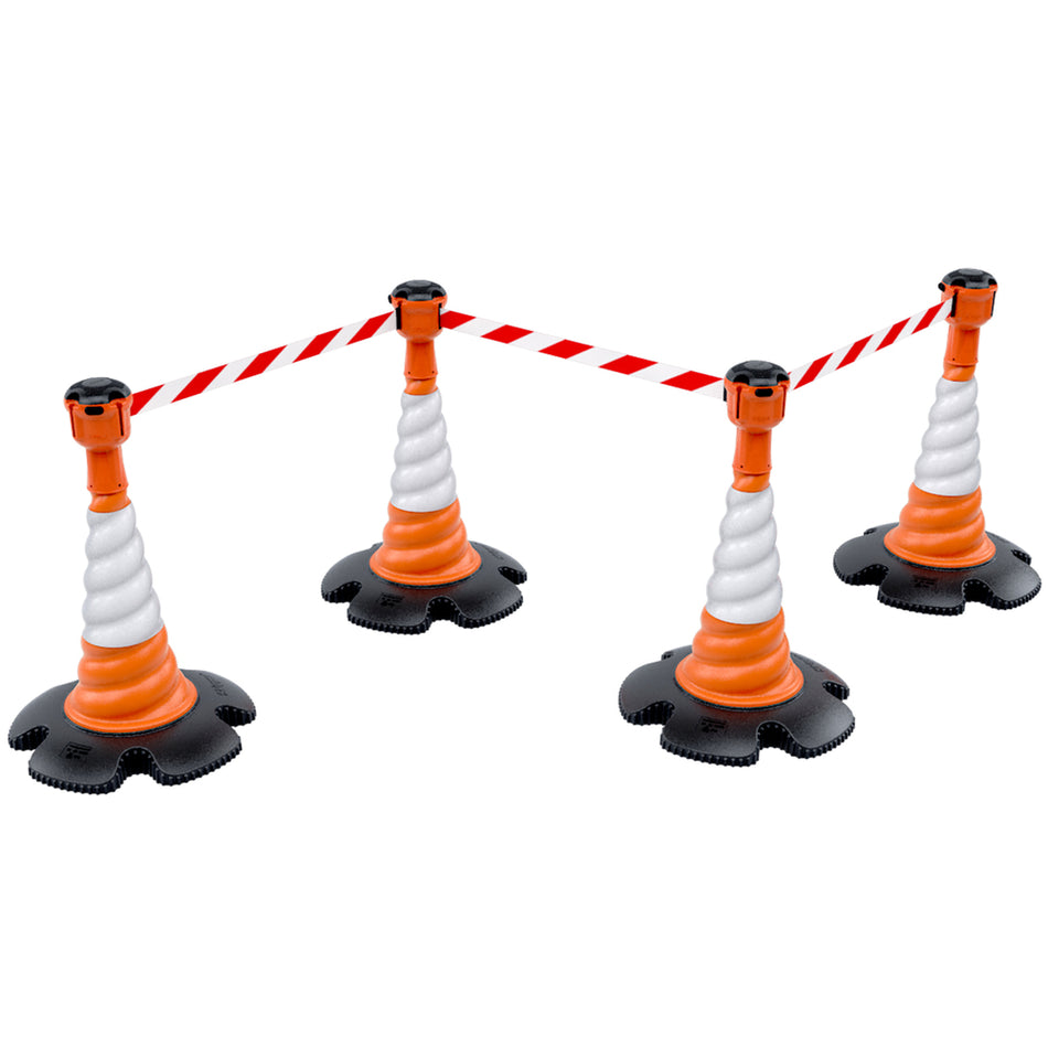 Skipper 27m Retractable Cone Topper Complete Kit - Kit02 Retractable > Crowd Barrier > Tensa > Skipper One Stop For Safety Red & White Chevron  