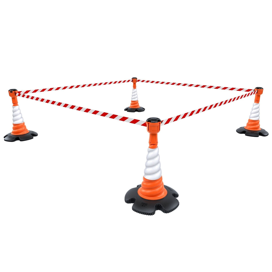 Skipper 81m2 Retractable Cone Topper Complete Kit - Kit04 Retractable > Crowd Barrier > Tensa > Skipper One Stop For Safety Red & White Chevron  