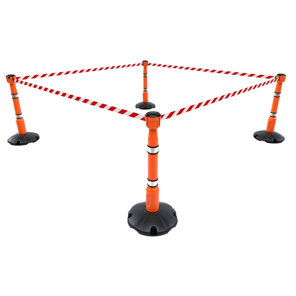 Skipper 81m2 Retractable Safety Barrier Complete Kit - Kit05 Retractable > Crowd Barrier > Tensa > Skipper One Stop For Safety Orange Red & White Chevron 