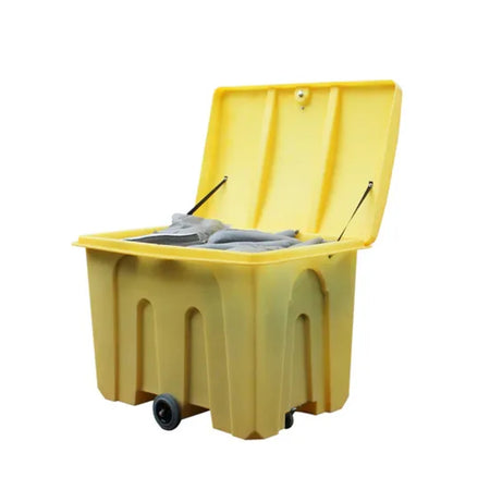 PSB2W Poly Storage Bin on Wheels with Loose Lid, Lock & Hinge - 1000 Litre Capacity Spill Pallet > Storage Bine > Spill Containment > Spill Control > Romold > One Stop For Safety