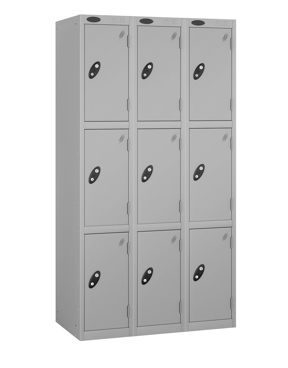 PROBEBOX STANDARD 3 NEST STEEL LOCKERS - DUST SILVER 3 DOOR Storage Lockers > Lockers > Cabinets > Storage > Probe > One Stop For Safety   