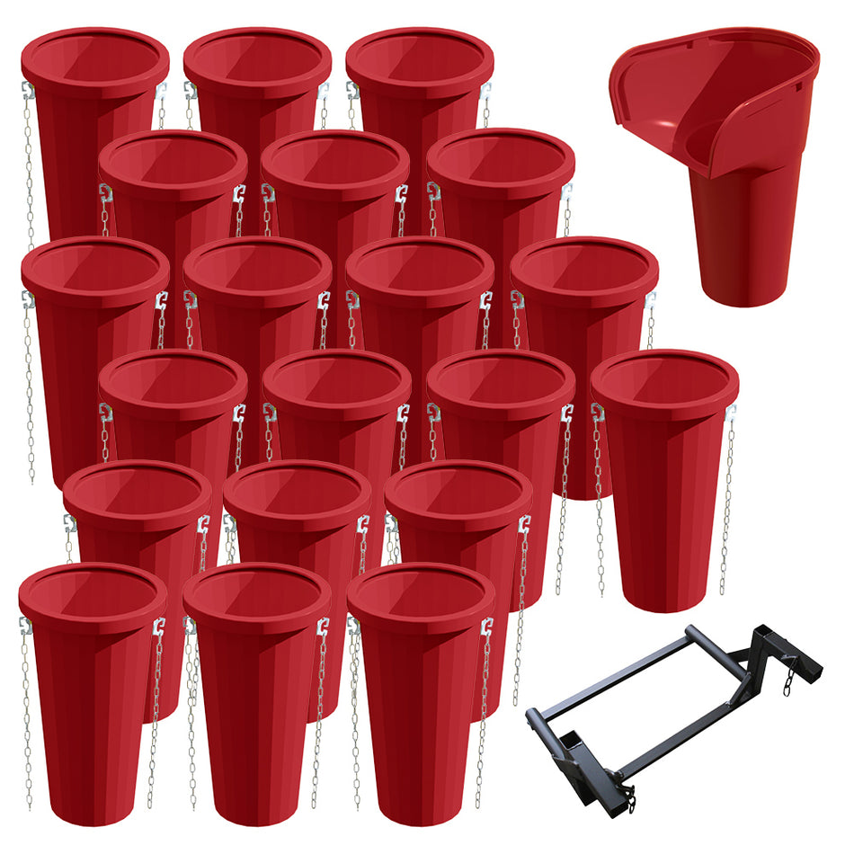 Heavy Duty 20" Rubble Chute Kit in Red - 20 Chutes, 1 Hoppers & 1 Fixing Frame