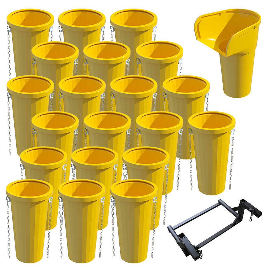 Heavy Duty 20" Rubble Chute Kit in Yellow - 20 Chutes, 1 Hoppers & 1 Fixing Frame