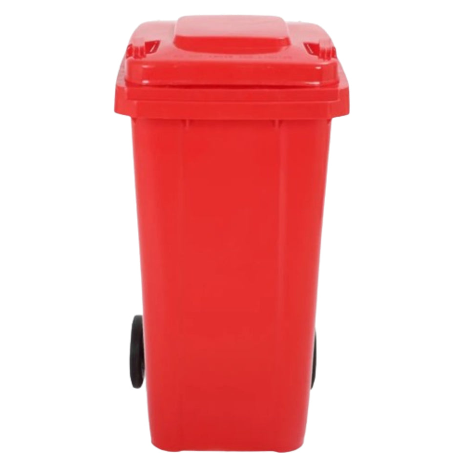 240 Litre Wheelie Bin with 2 Fitted Wheels & Handle Lid in Red Cleaning > Hygiene > Maintenance > Janitorial > Wheelie Bins One Stop For Safety   