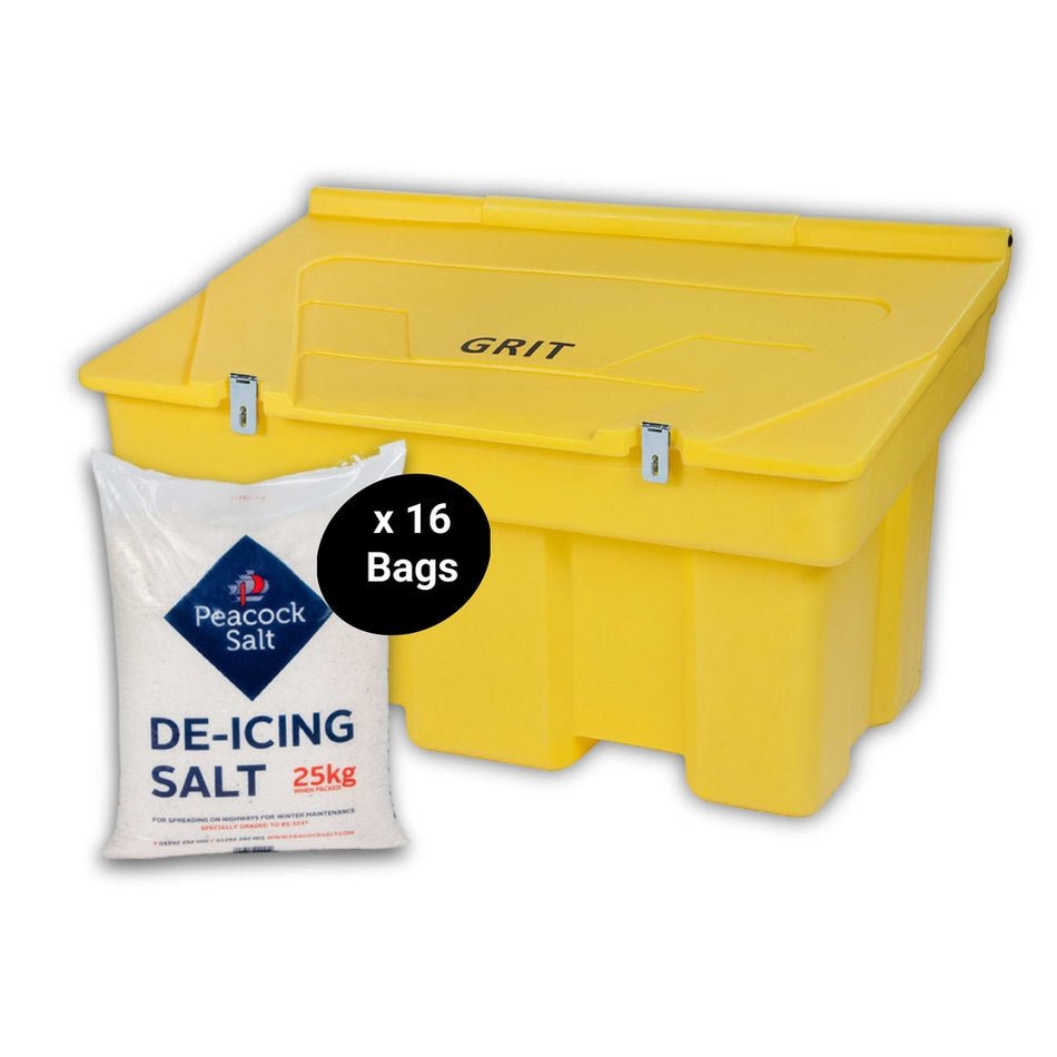 400 Litre Heavy Duty Grit Bin Kit in Yellow with Lockable Lid & De-Icing Salt Grit Bin > Winter > De-Icing Salt One Stop For Safety   