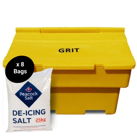 200 Litre Heavy Duty Stackable Grit Bin Kit in Yellow with De-Icing Salt Grit Bin > Winter > De-Icing Salt One Stop For Safety   