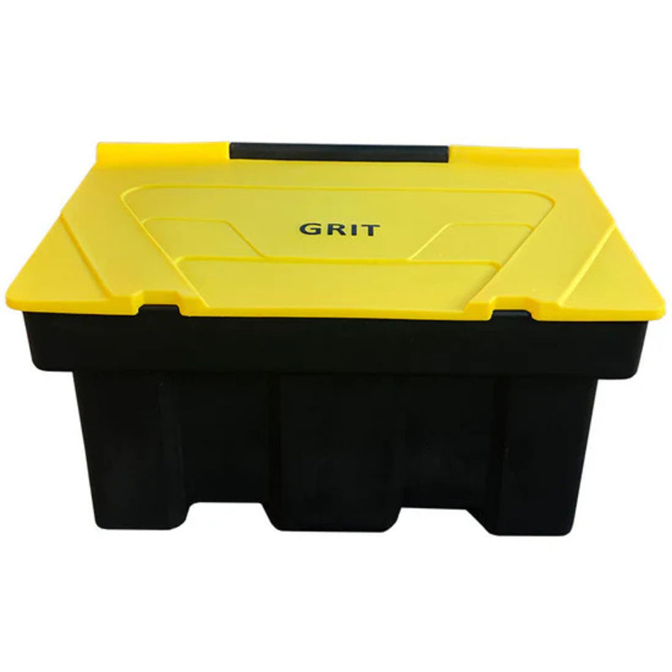 Budget 200 Litre Heavy Duty Stackable Grit Bin in Black with Yellow Hinged Lid Grit Bin > Winter > De-Icing Salt One Stop For Safety   