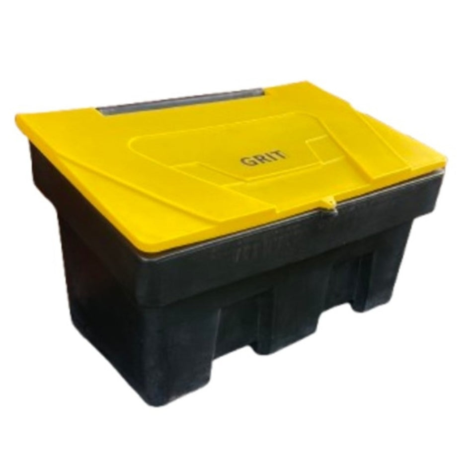 Budget 350 Litre Heavy Duty Stackable Grit Bin in Yellow with Black Hinged Lid Grit Bin > Winter > De-Icing Salt One Stop For Safety