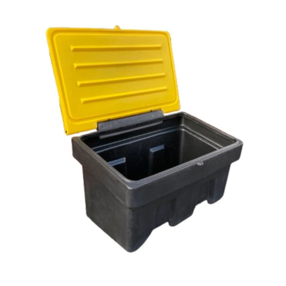 Budget 350 Litre Heavy Duty Stackable Grit Bin in Yellow with Black Hinged Lid Grit Bin > Winter > De-Icing Salt One Stop For Safety