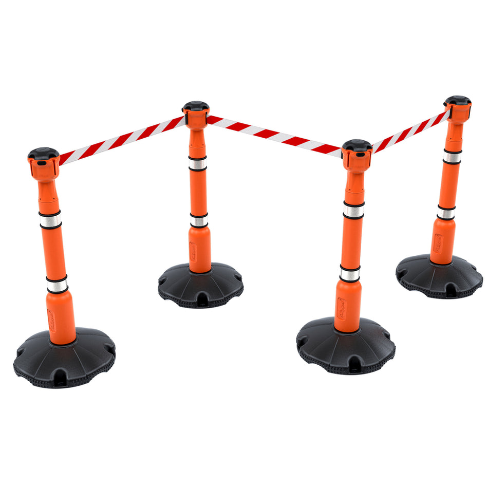 Skipper 27m Retractable Safety Barrier Complete Kit - Kit01 Retractable > Crowd Barrier > Tensa > Skipper One Stop For Safety Orange Red & White Chevron 